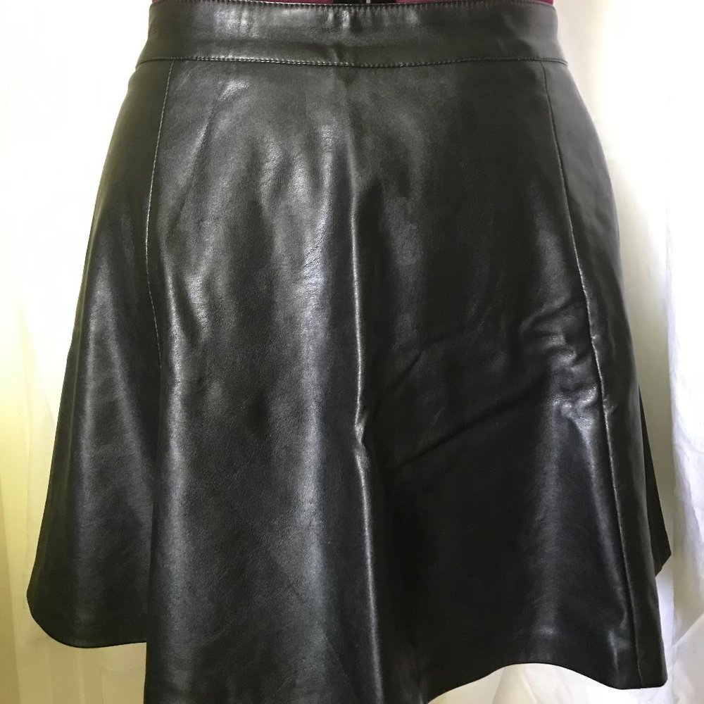HM Divided Black Faux Leather Mini Skater Skirt